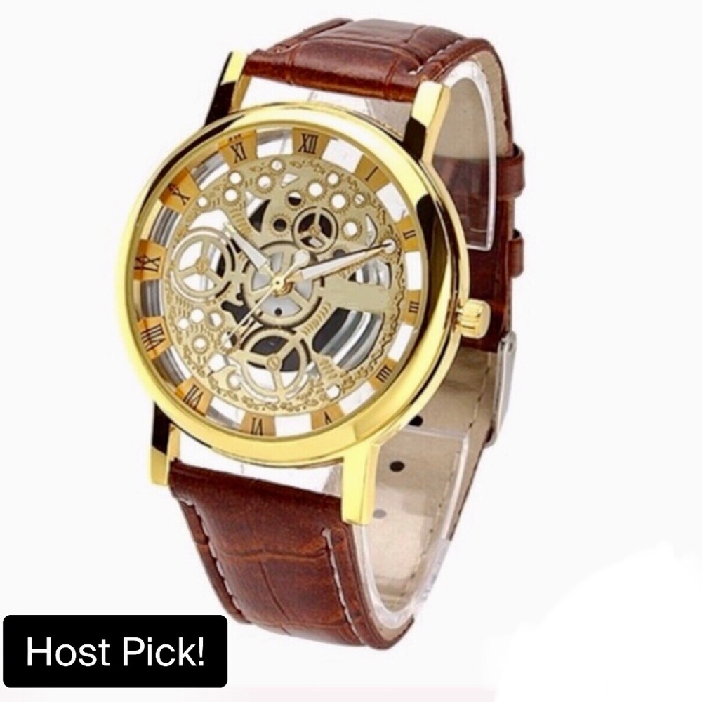 Men's Stainless Steel Skeletal Watch